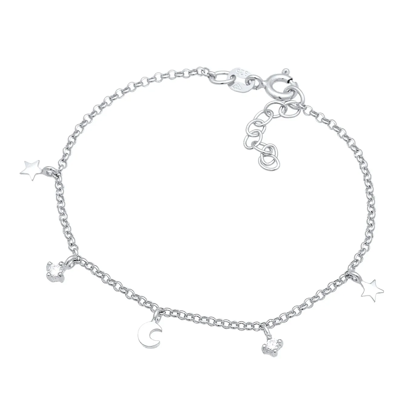 Elli "Armband Mond Stern | Kristall (Weiß)<Kinder Symbol-schmuck|Kinderschmuck
