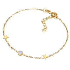Elli "Armband Sterne Astro | Mondstein (Weiß)< Armbänder|Vergoldet