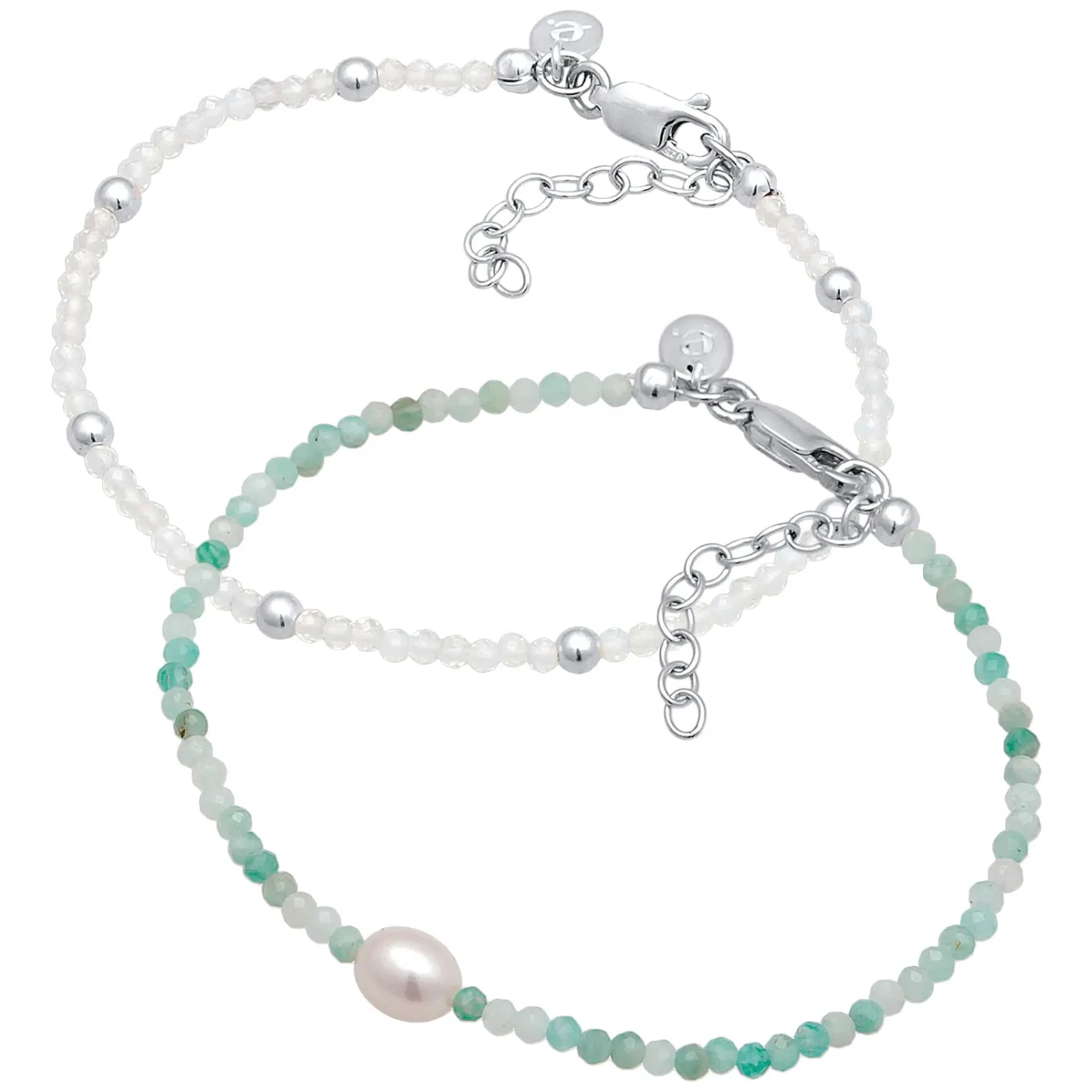 Elli "ArmbandSet Perlen | Mondstein, Süßwasserzuchtperle< Perlen|Armbänder