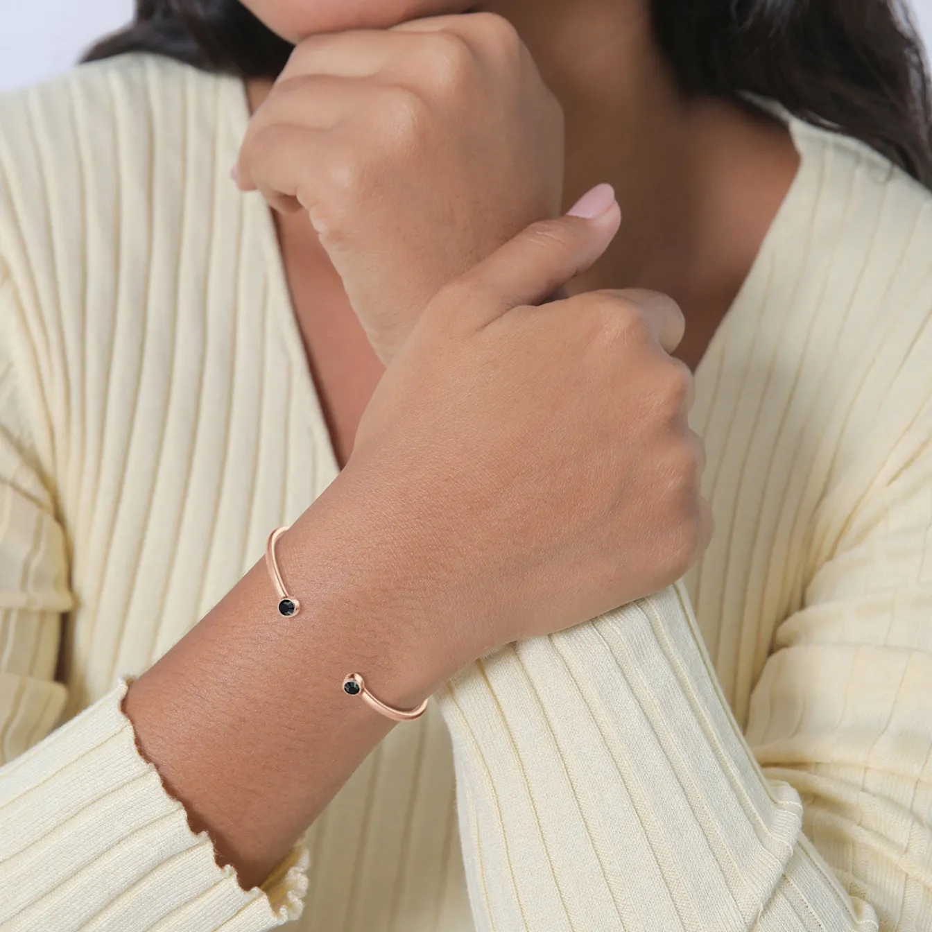 Elli "Armreif | Kristall ( Weiß )< Roségold|Armbänder