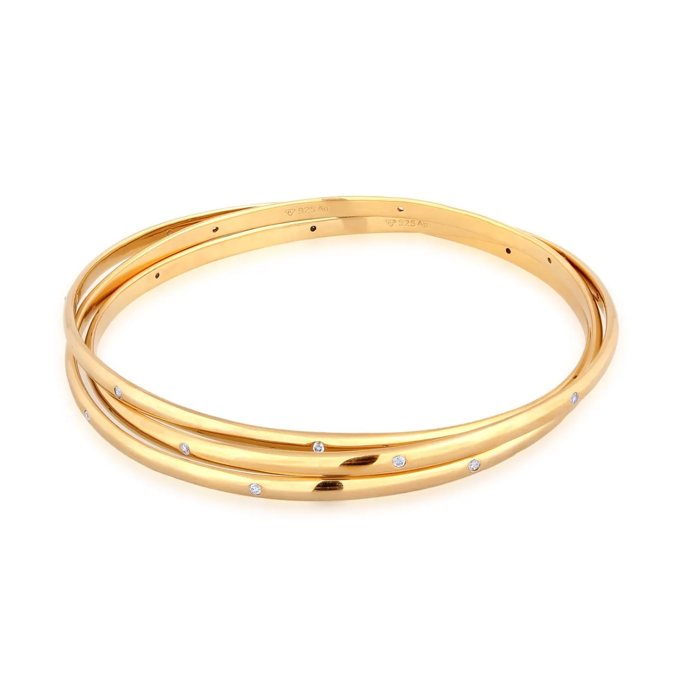 Elli "Armreif Verschlungen | Zirkonia (Weiß)< Vergoldet|Armbänder