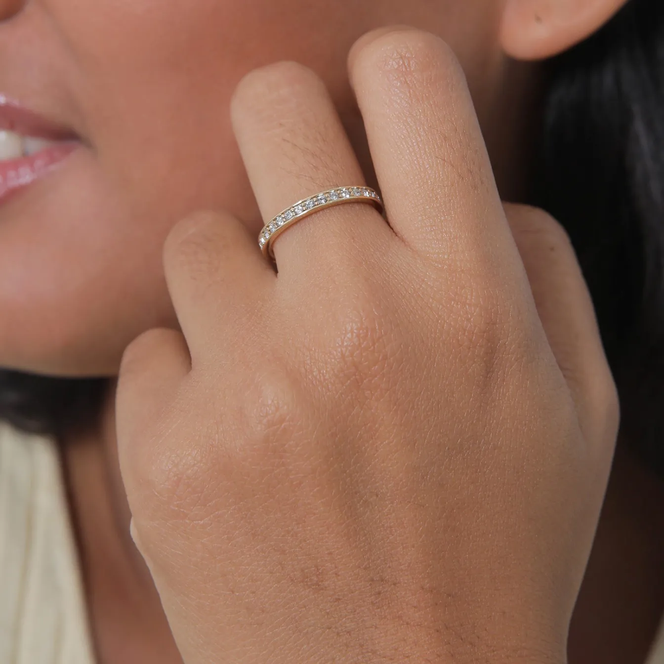 Elli "Bandring | Kristall (Weiß)< Ringe|Vergoldet