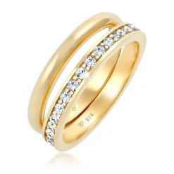 Elli "Bandring | Kristall (Weiß)< Ringe|Vergoldet