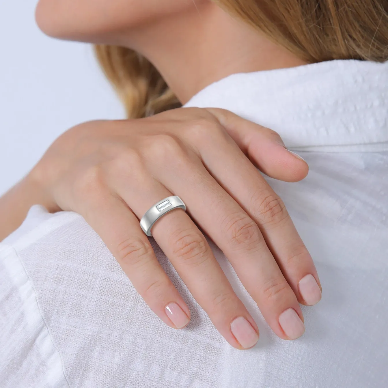 Elli "Bandring Elegant | Topas (weiß)< Ringe|Silber