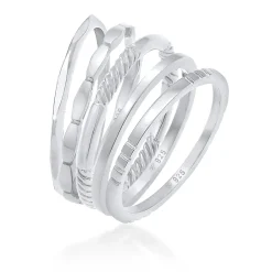 Elli "Bandring 5er Set< Ringe|Silber