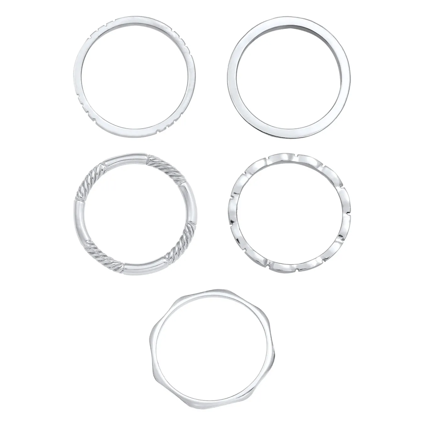 Elli "Bandring 5er Set< Ringe|Silber