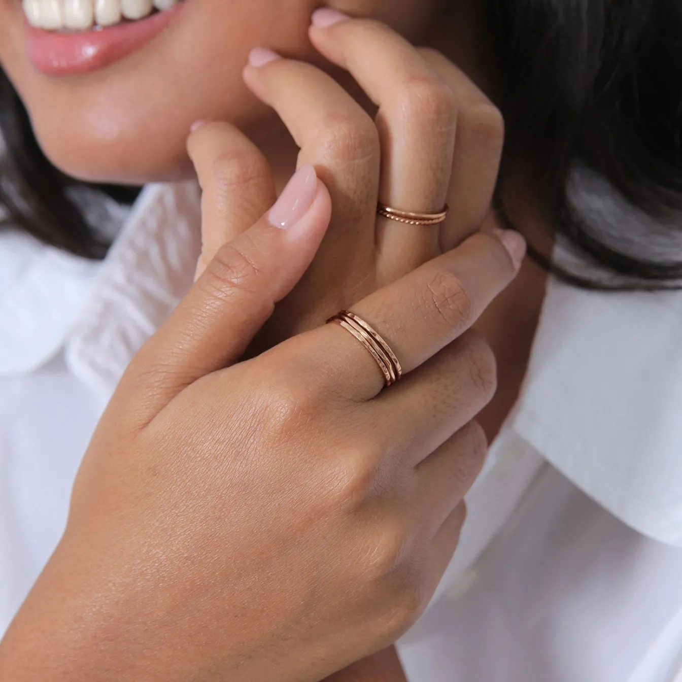 Elli "Bandring 5er Set< Silber|Roségold