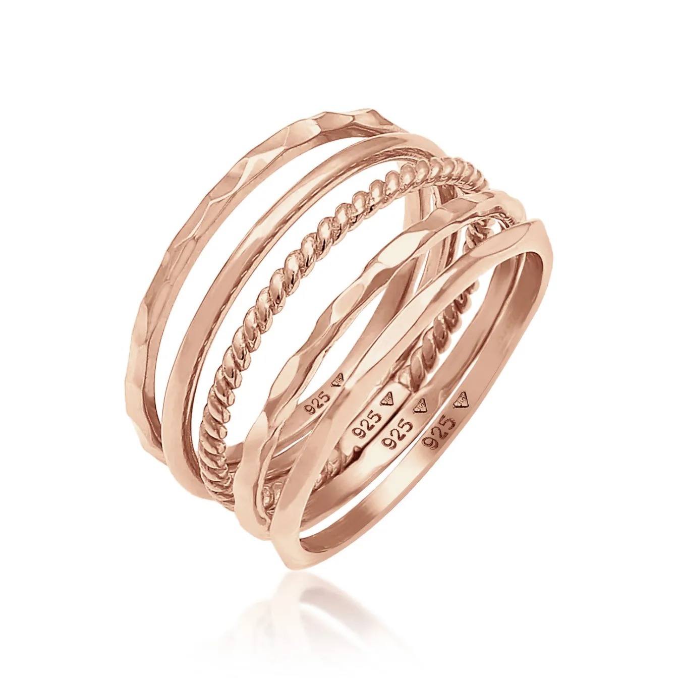 Elli "Bandring 5er Set< Silber|Roségold