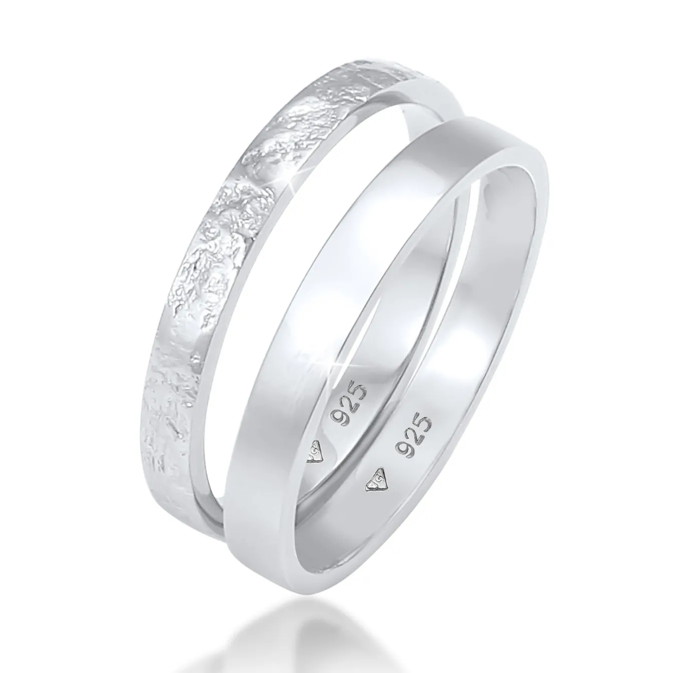 Elli "Bandring 2er Set | Gehämmert & Glänzend< Roségold|Ringe