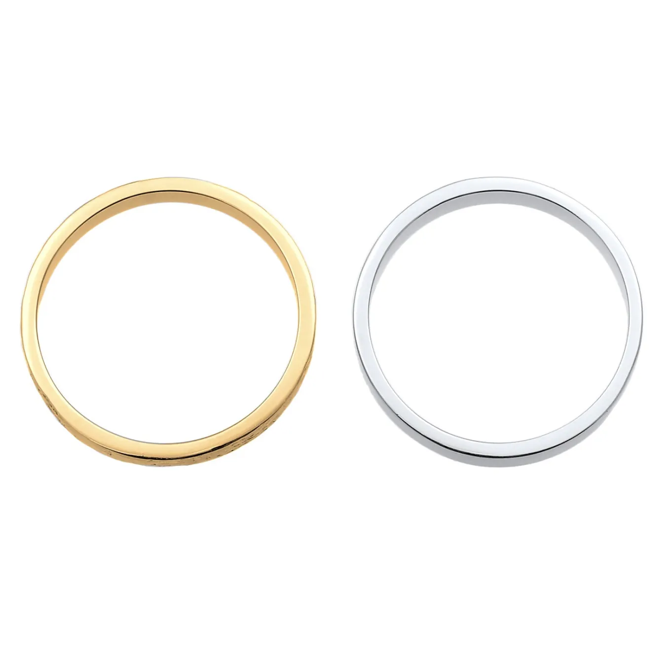 Elli "Bandring 2er Set | Gehämmert & Glänzend< Roségold|Ringe