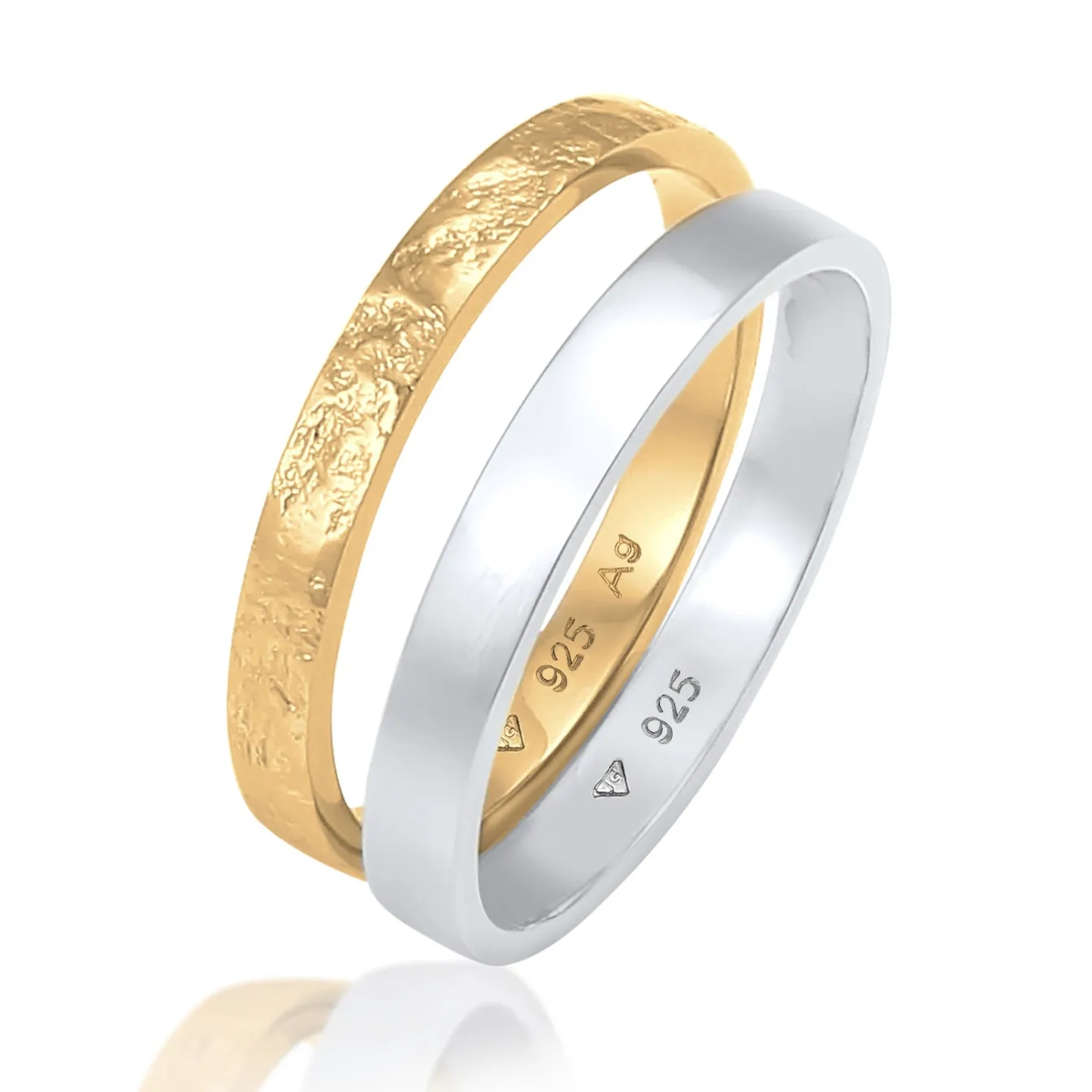 Elli "Bandring 2er Set | Gehämmert & Glänzend< Roségold|Ringe