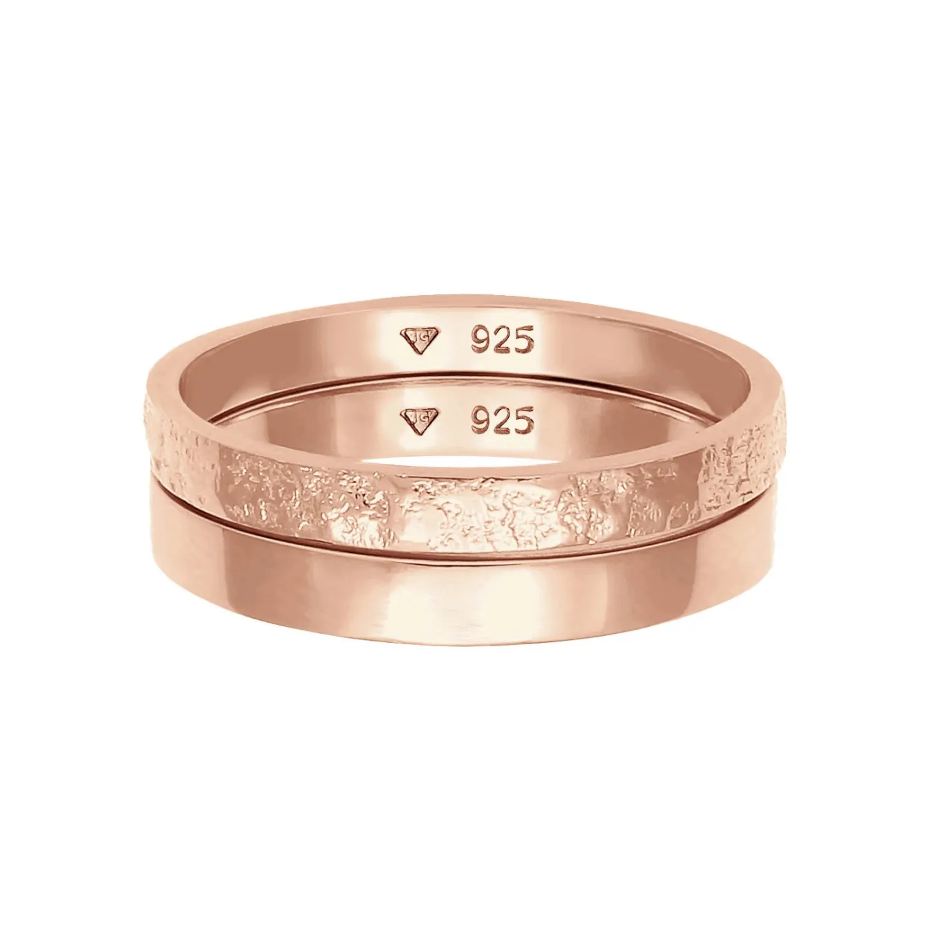 Elli "Bandring 2er Set | Gehämmert & Glänzend< Roségold|Ringe