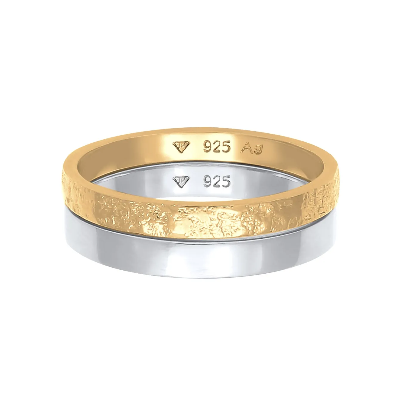 Elli "Bandring 2er Set | Gehämmert & Glänzend< Roségold|Ringe