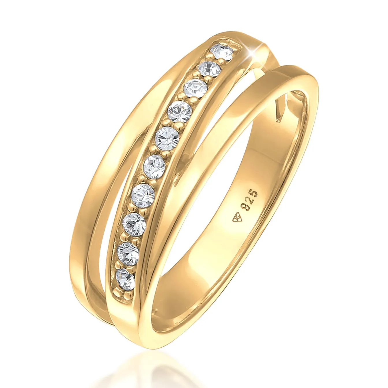 Elli "Bandring gedreht | Kristalle (Weiß)< Roségold|Ringe