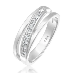 Elli "Bandring gedreht | Kristalle (Weiß)< Roségold|Ringe