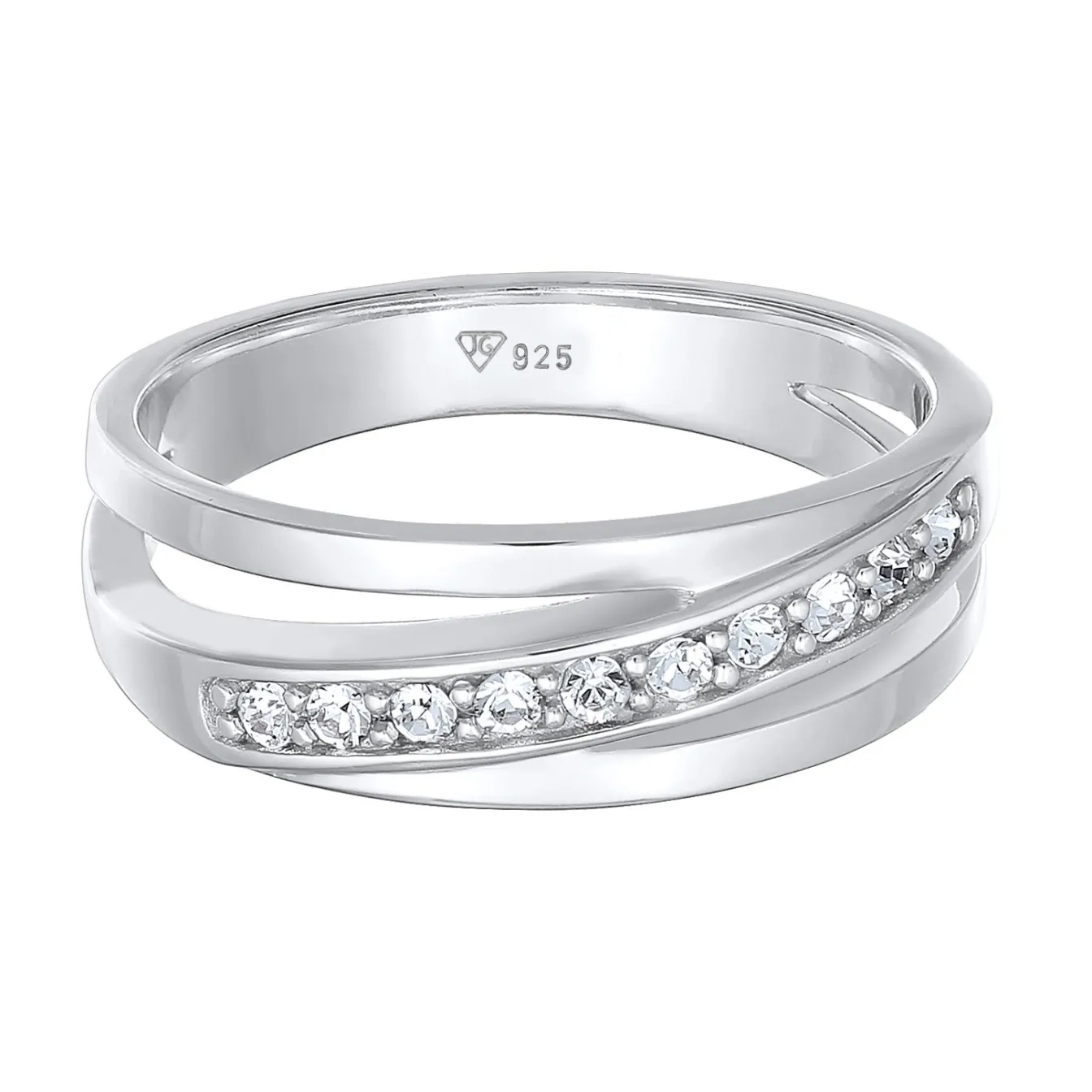 Elli "Bandring gedreht | Kristalle (Weiß)< Roségold|Ringe