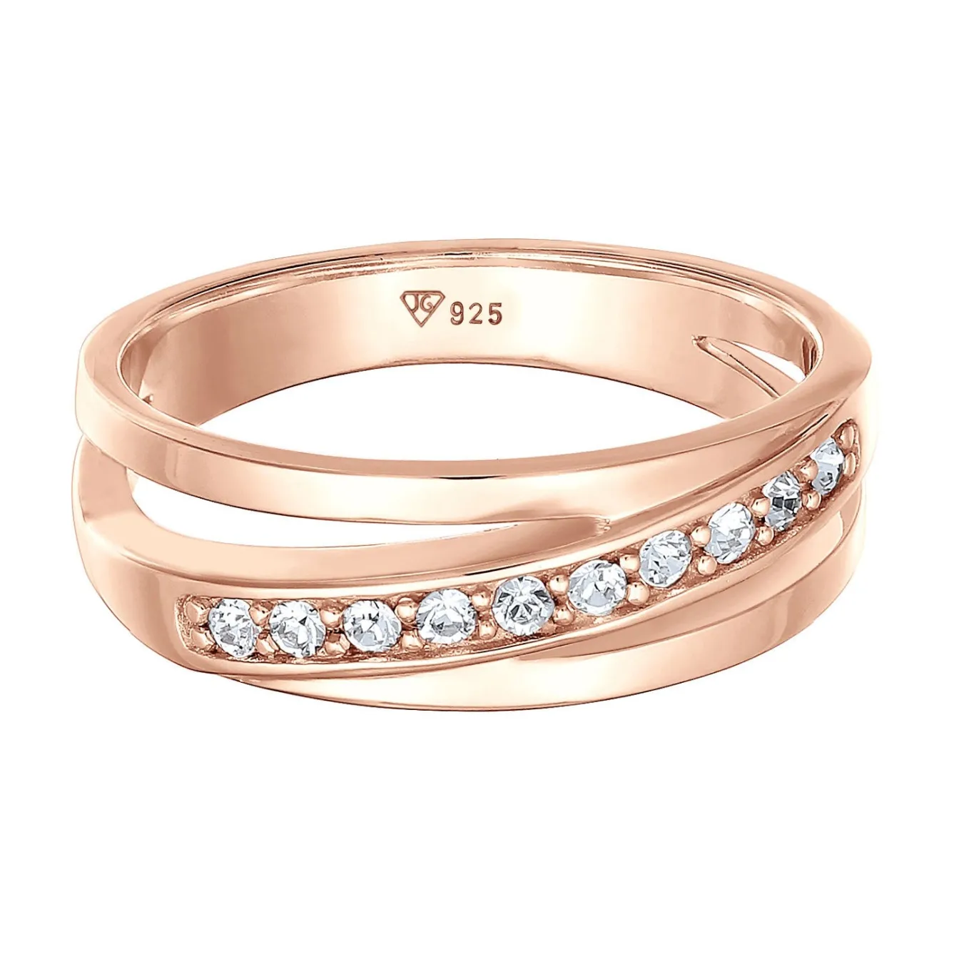Elli "Bandring gedreht | Kristalle (Weiß)< Roségold|Ringe