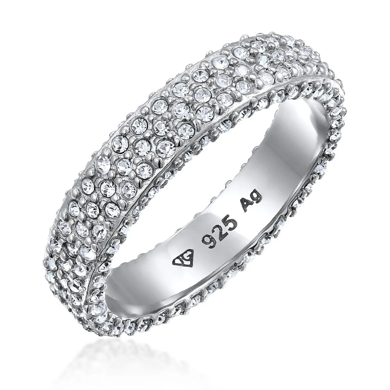 Elli "Bandring Memoire | Glas Kristalle (Weiß)< Vergoldet|Ringe