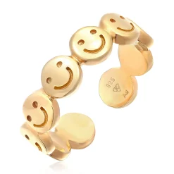 Elli "Bandring mit Smiling Face Offen< Ringe|Vergoldet