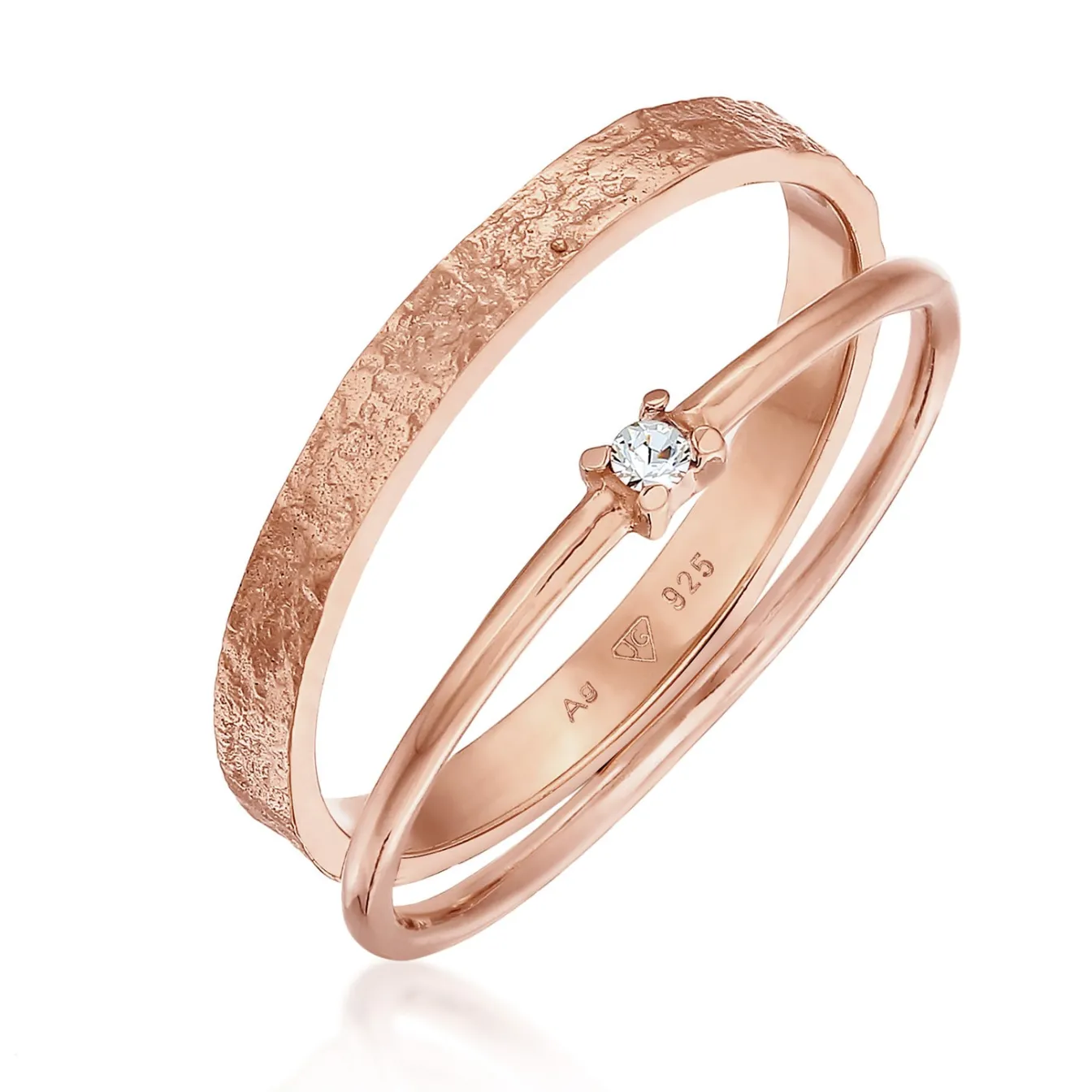 Elli "Bandring Set Solitär | Kristall (Weiß)< Roségold|Schmucksets
