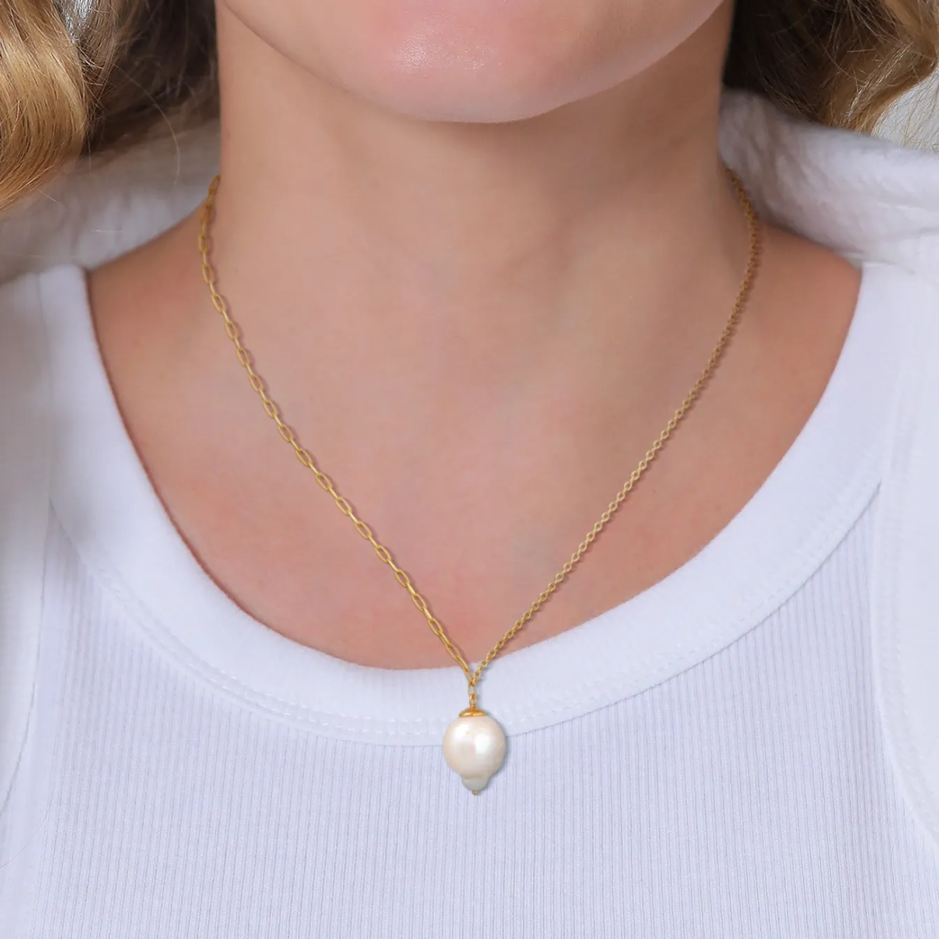 Elli "Barock Süßwasserperle Gliederkette 925 Silber< Vergoldet|Perlen
