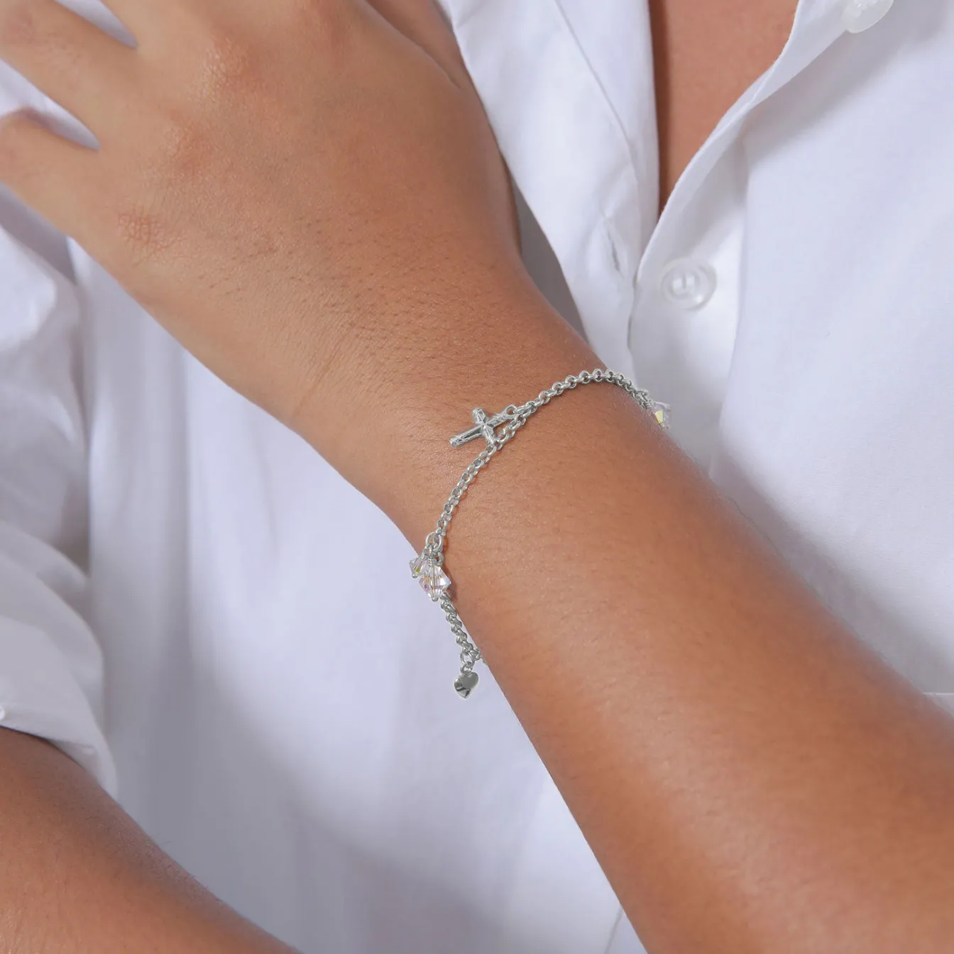 Elli "Bettelarmband Anker | Kristall ( Weiß )< Symbol-schmuck|Herz-schmuck