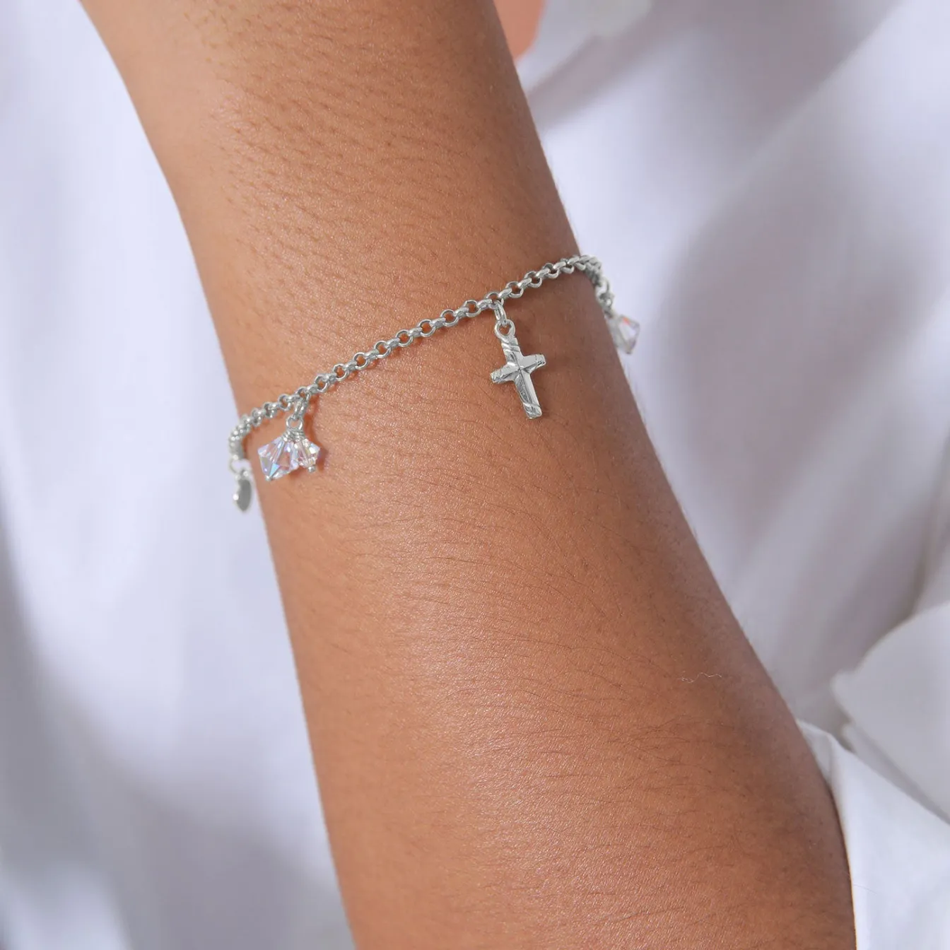 Elli "Bettelarmband Anker | Kristall ( Weiß )< Symbol-schmuck|Herz-schmuck