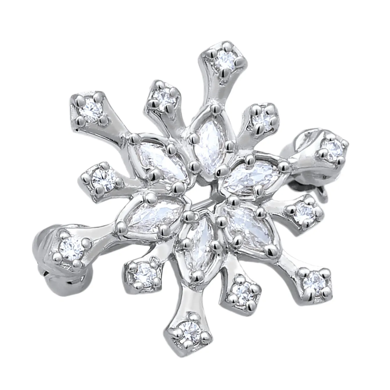 Elli "Brosche Schneeflocke | Zirkonia (Weiß)< Vergoldet|Silber