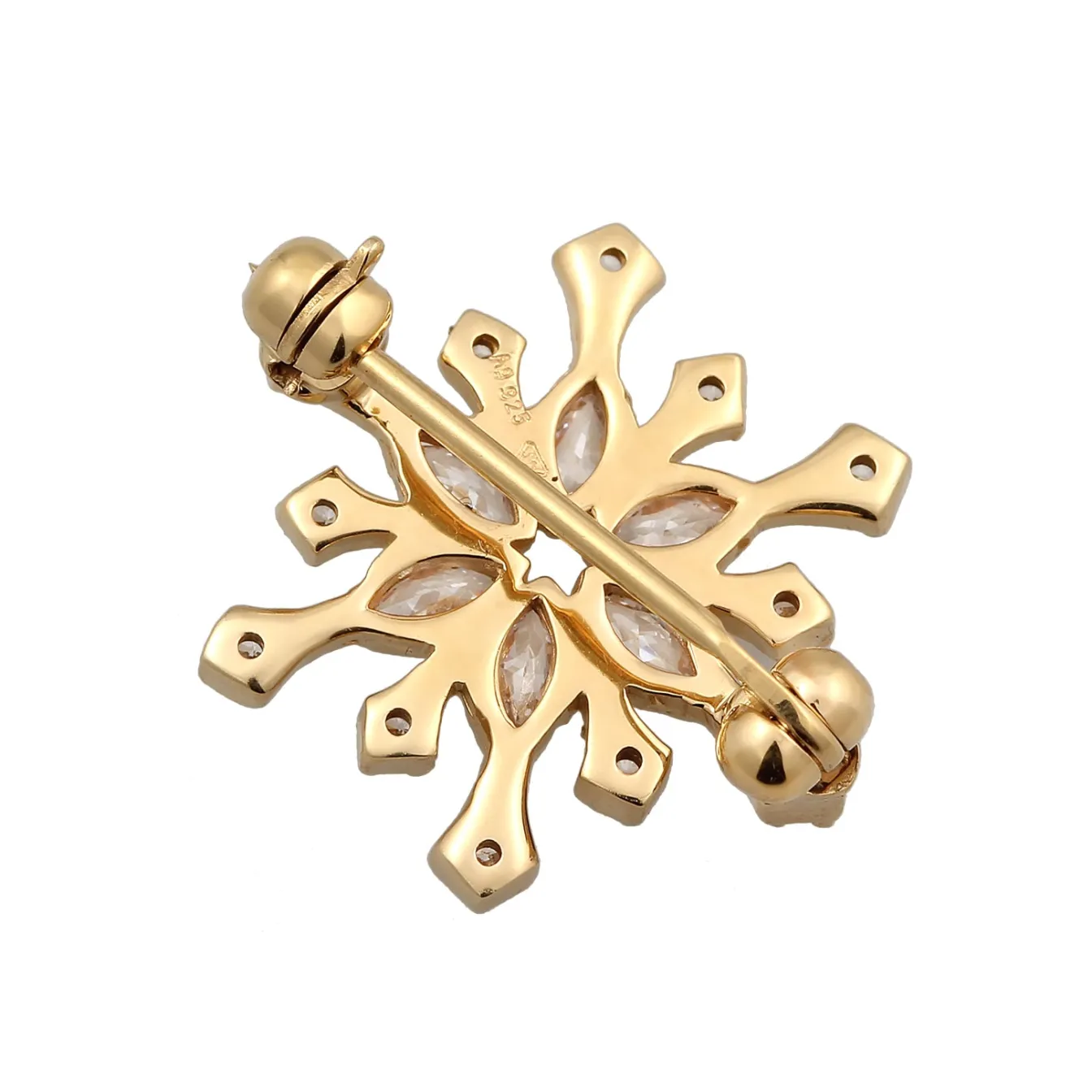 Elli "Brosche Schneeflocke | Zirkonia (Weiß)< Vergoldet|Silber