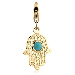 Elli "Charm Hamsa Hand | Howlith ( Türkis )< Vergoldet|Symbol-schmuck