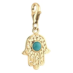 Elli "Charm Hamsa Hand | Howlith ( Türkis )< Vergoldet|Symbol-schmuck