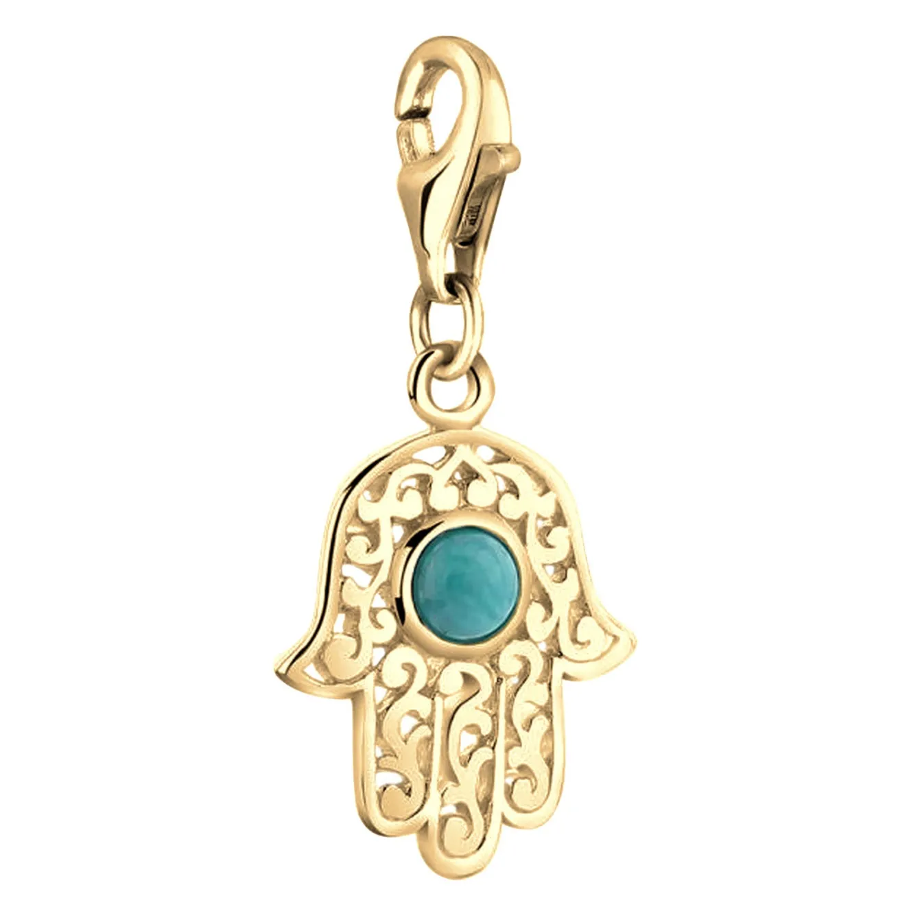 Elli "Charm Hamsa Hand | Howlith ( Türkis )< Vergoldet|Symbol-schmuck