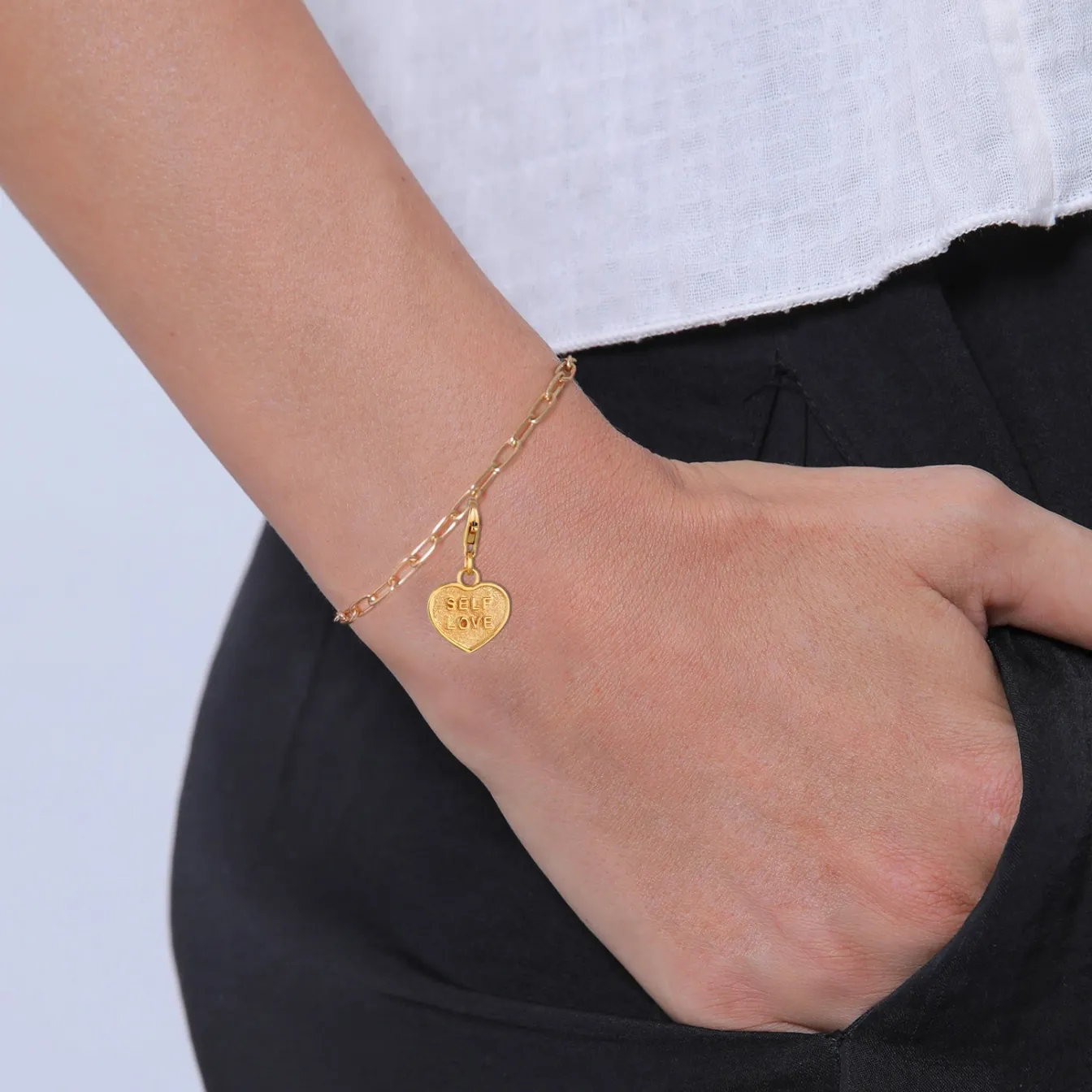 Elli "Charm Herz SELF LOVE< Vergoldet|Symbol-schmuck
