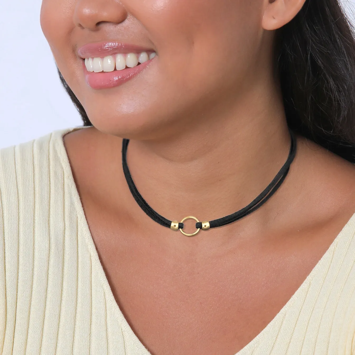 Elli "Choker | Kunstleder< Halsketten|Vergoldet