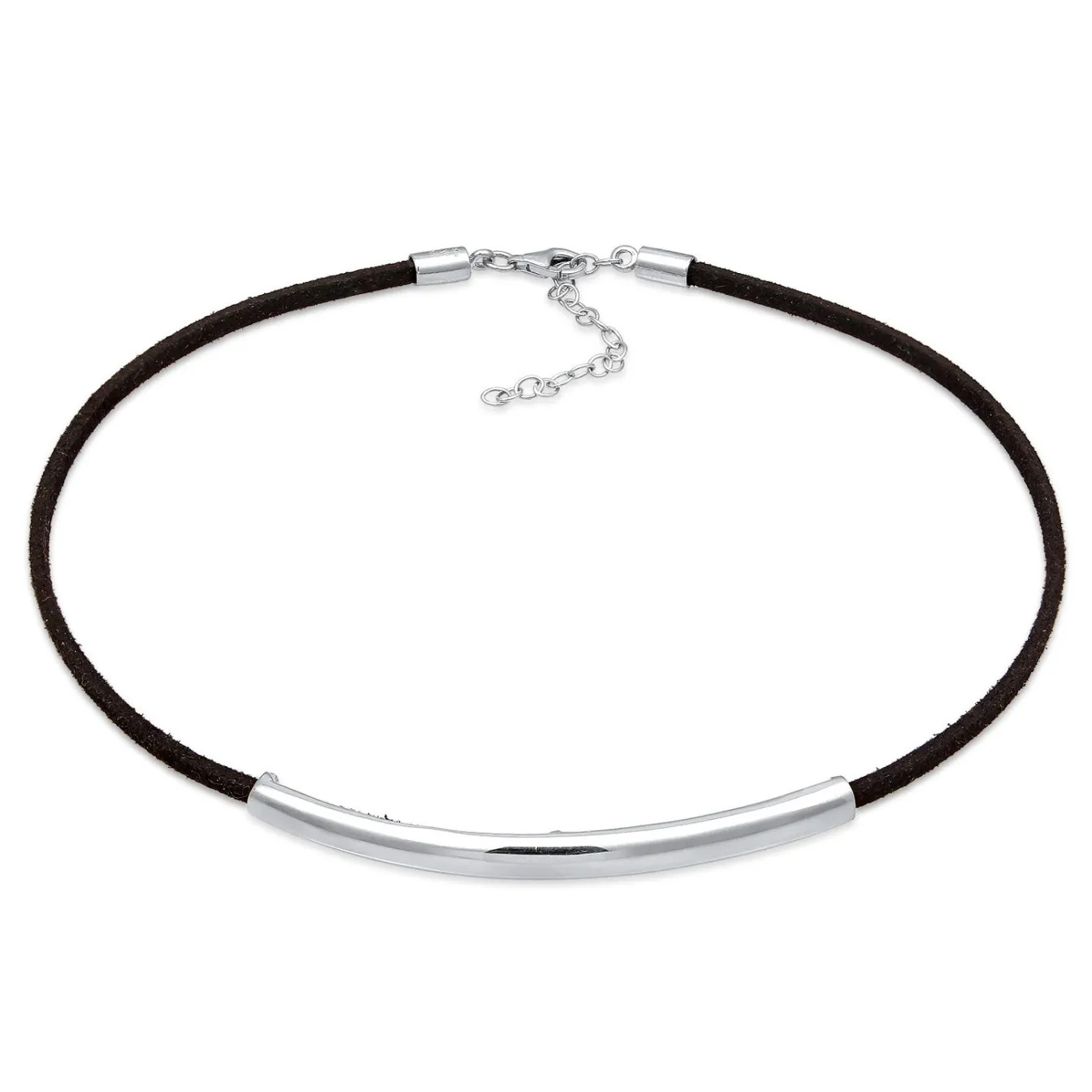 Elli "Choker | Synthetisches Leder (Schwarz)< Vergoldet|Halsketten