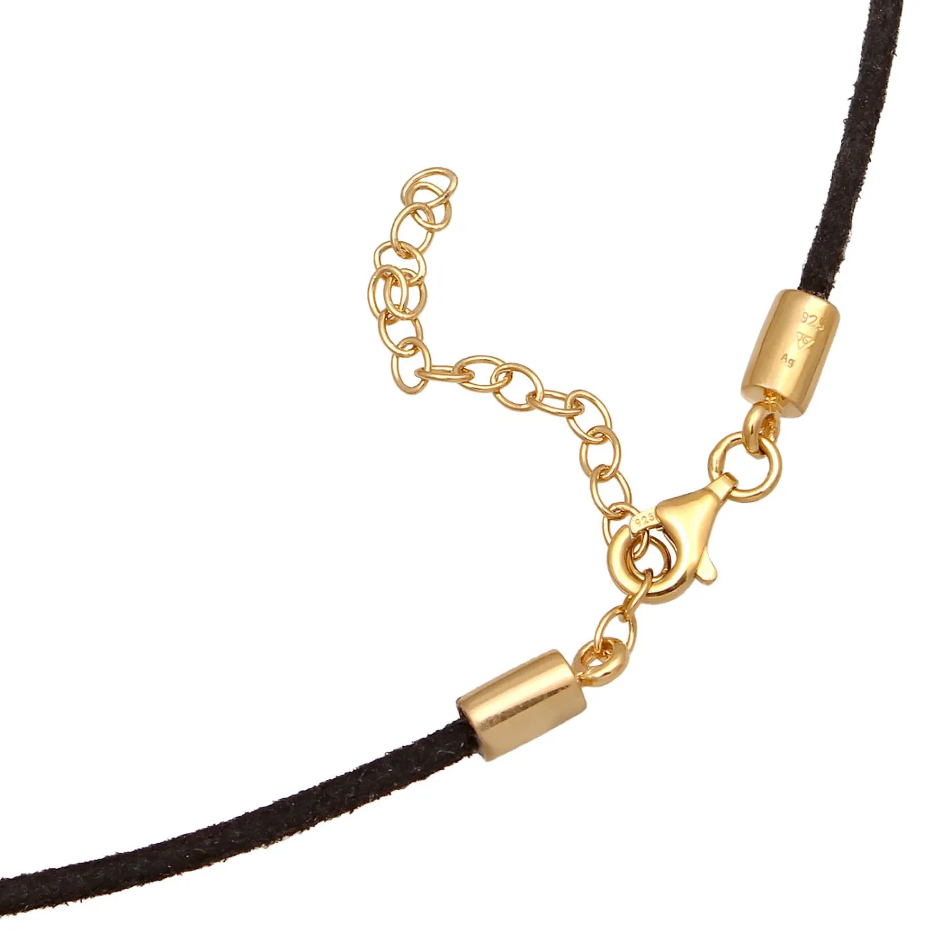 Elli "Choker | Synthetisches Leder (Schwarz)< Vergoldet|Halsketten