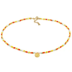 Elli "Choker Beads Bunt< Halsketten|Vergoldet