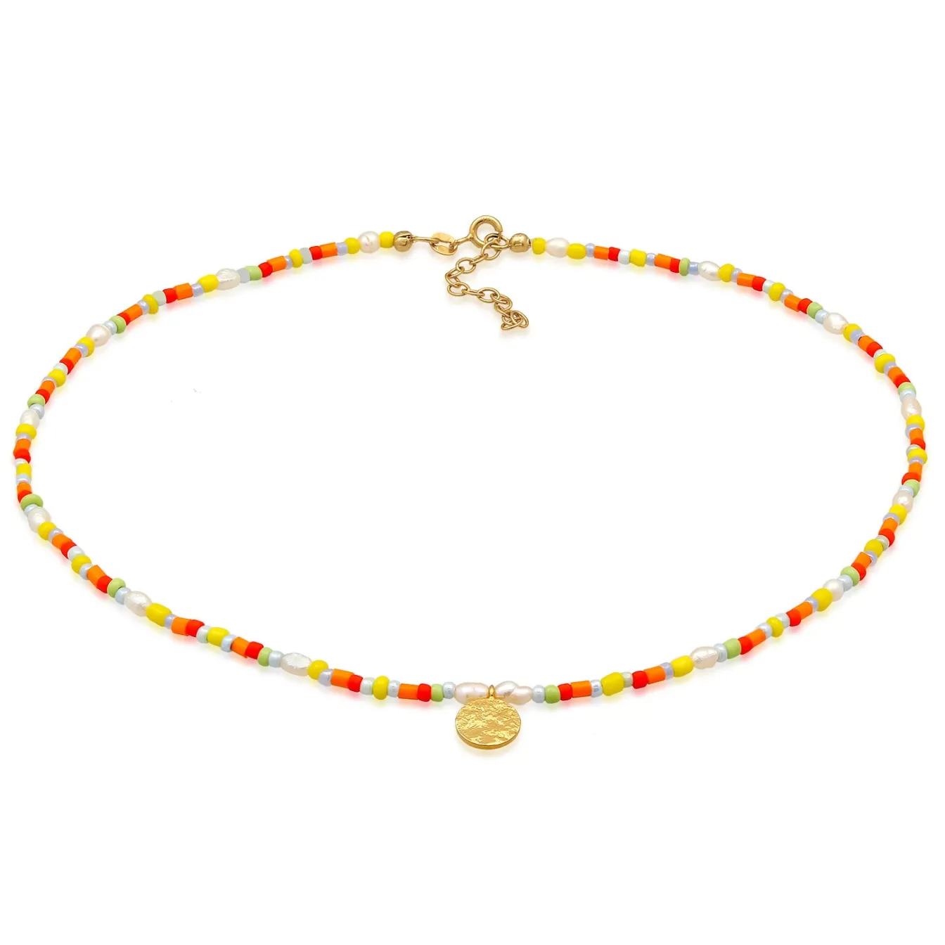 Elli "Choker Beads Bunt< Halsketten|Vergoldet