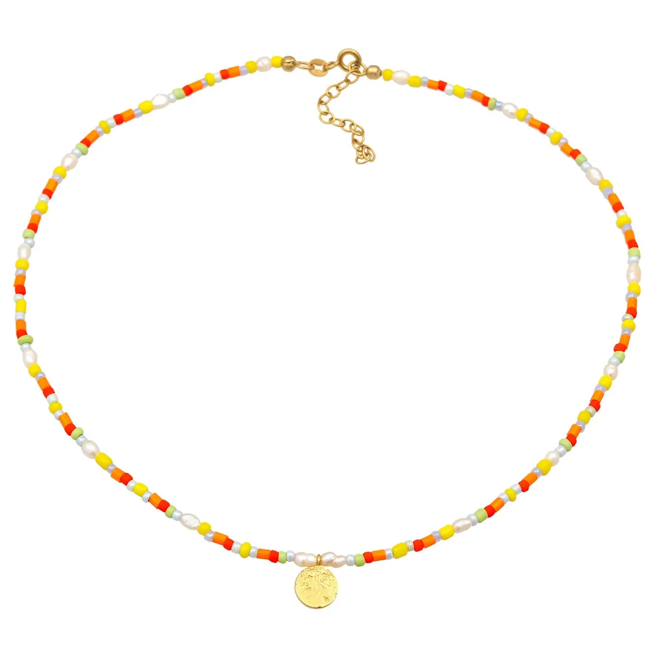 Elli "Choker Beads Bunt< Halsketten|Vergoldet