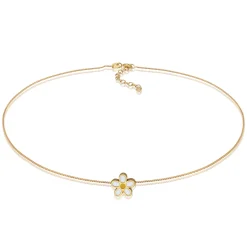 Elli "Choker Blume | Emaille (Weiß & Gelb)< Vergoldet|Symbol-schmuck