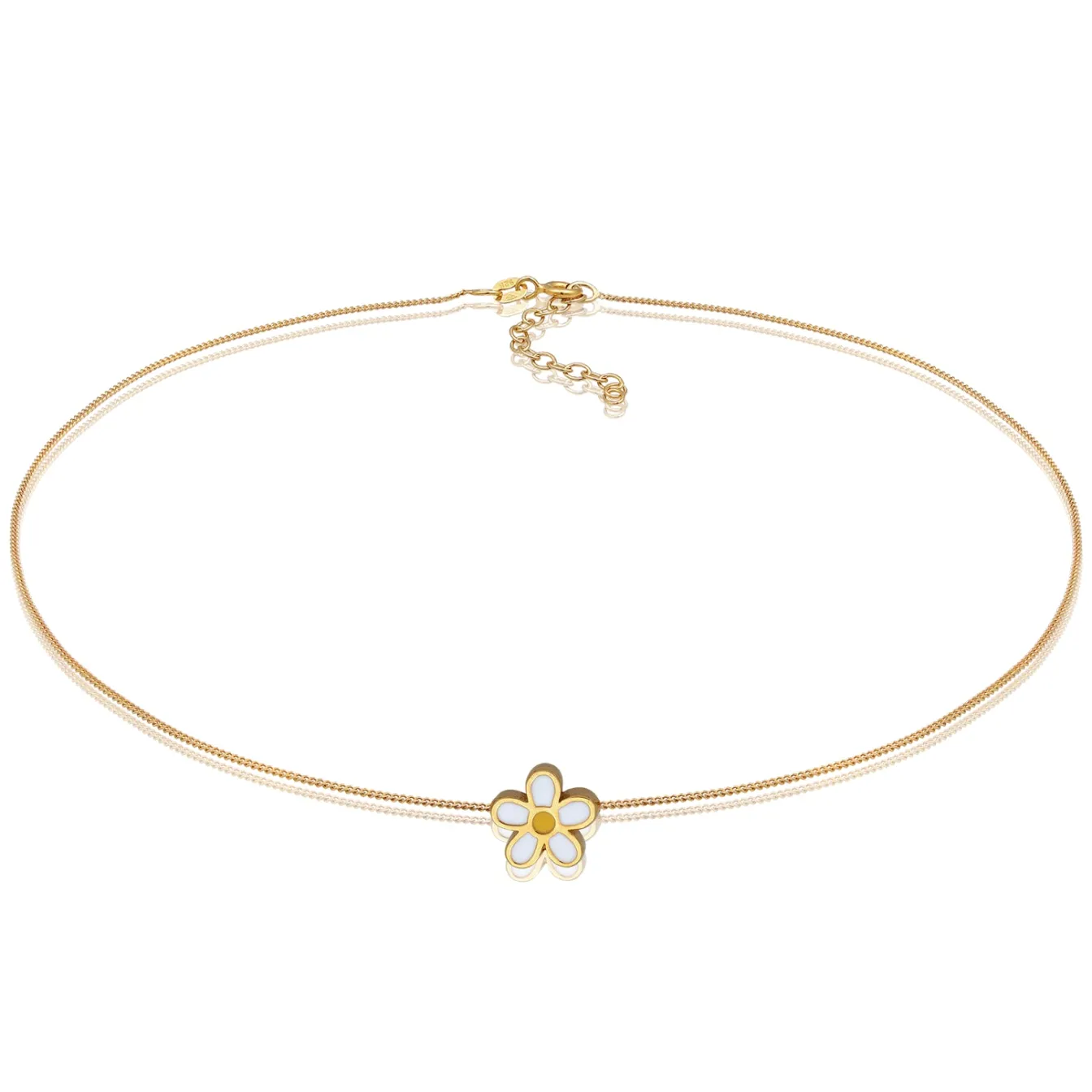 Elli "Choker Blume | Emaille (Weiß & Gelb)< Vergoldet|Symbol-schmuck