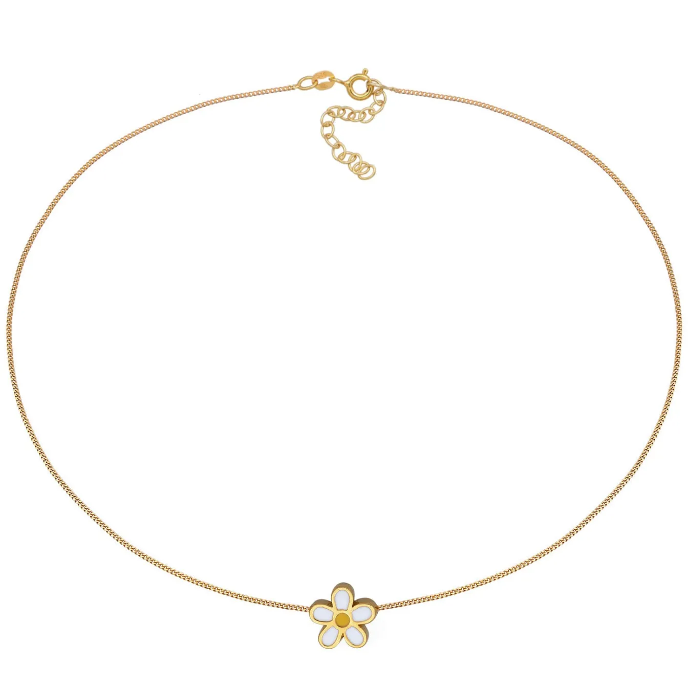 Elli "Choker Blume | Emaille (Weiß & Gelb)< Vergoldet|Symbol-schmuck