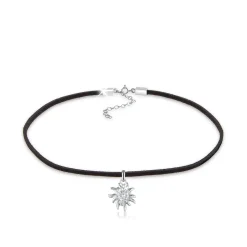 Elli "Choker Edelweiss | Kunstleder< Halsketten|Silber