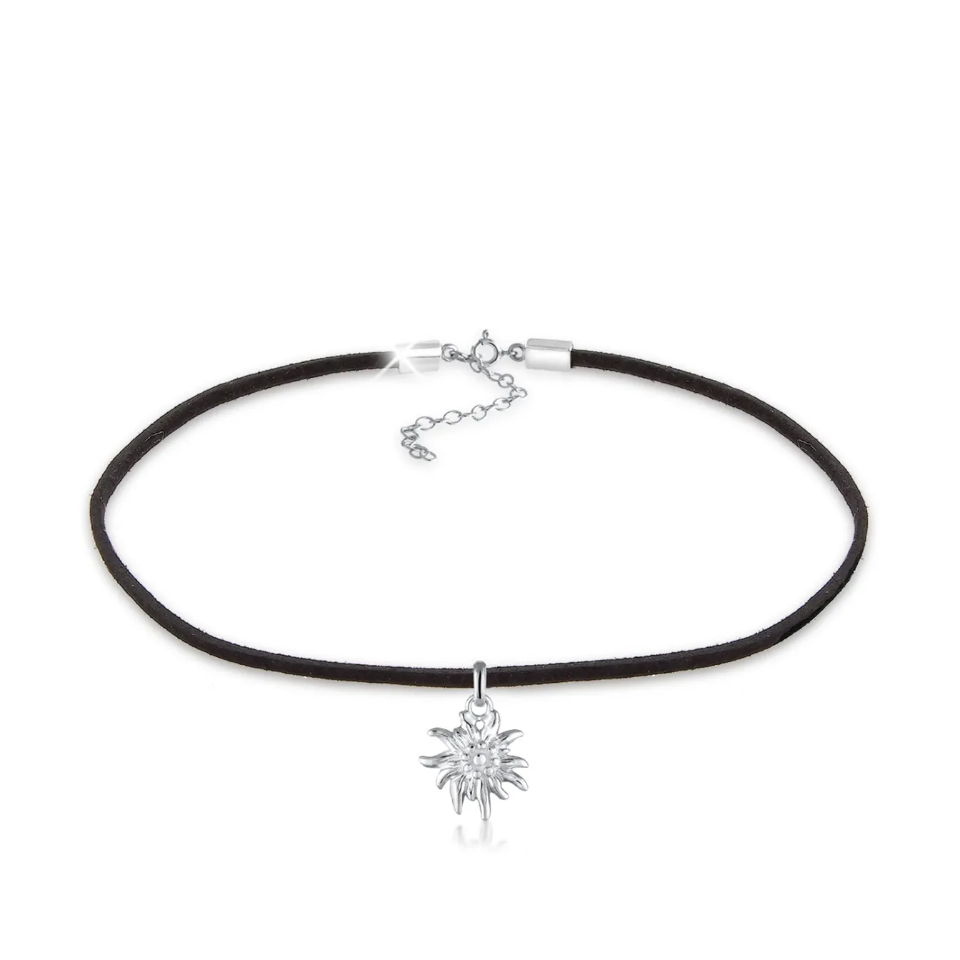 Elli "Choker Edelweiss | Kunstleder< Halsketten|Silber