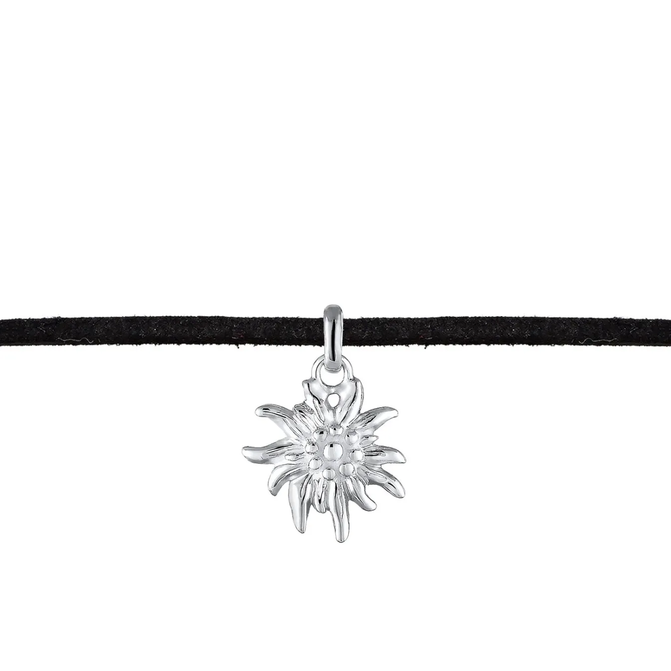Elli "Choker Edelweiss | Kunstleder< Halsketten|Silber