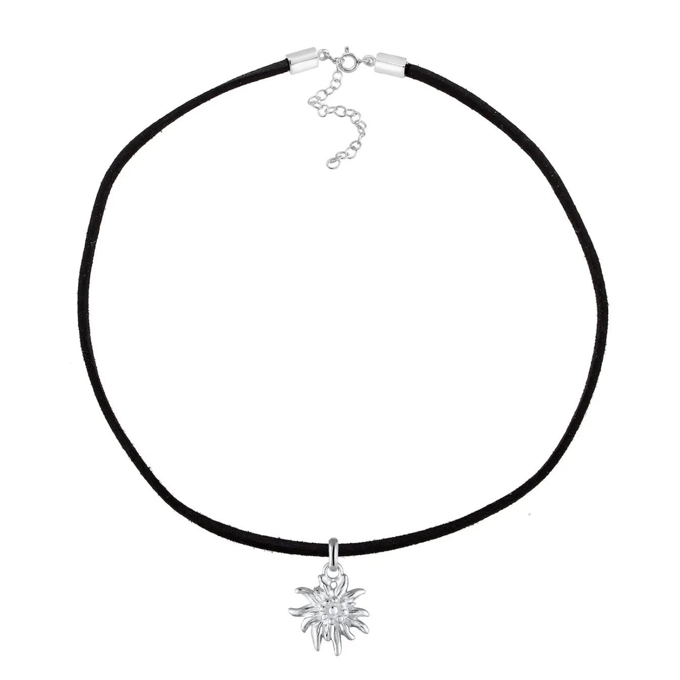 Elli "Choker Edelweiss | Kunstleder< Halsketten|Silber