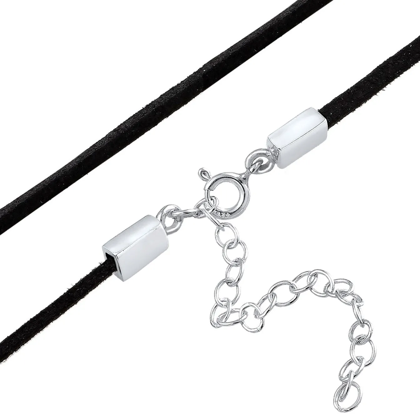 Elli "Choker Edelweiss | Kunstleder< Halsketten|Silber