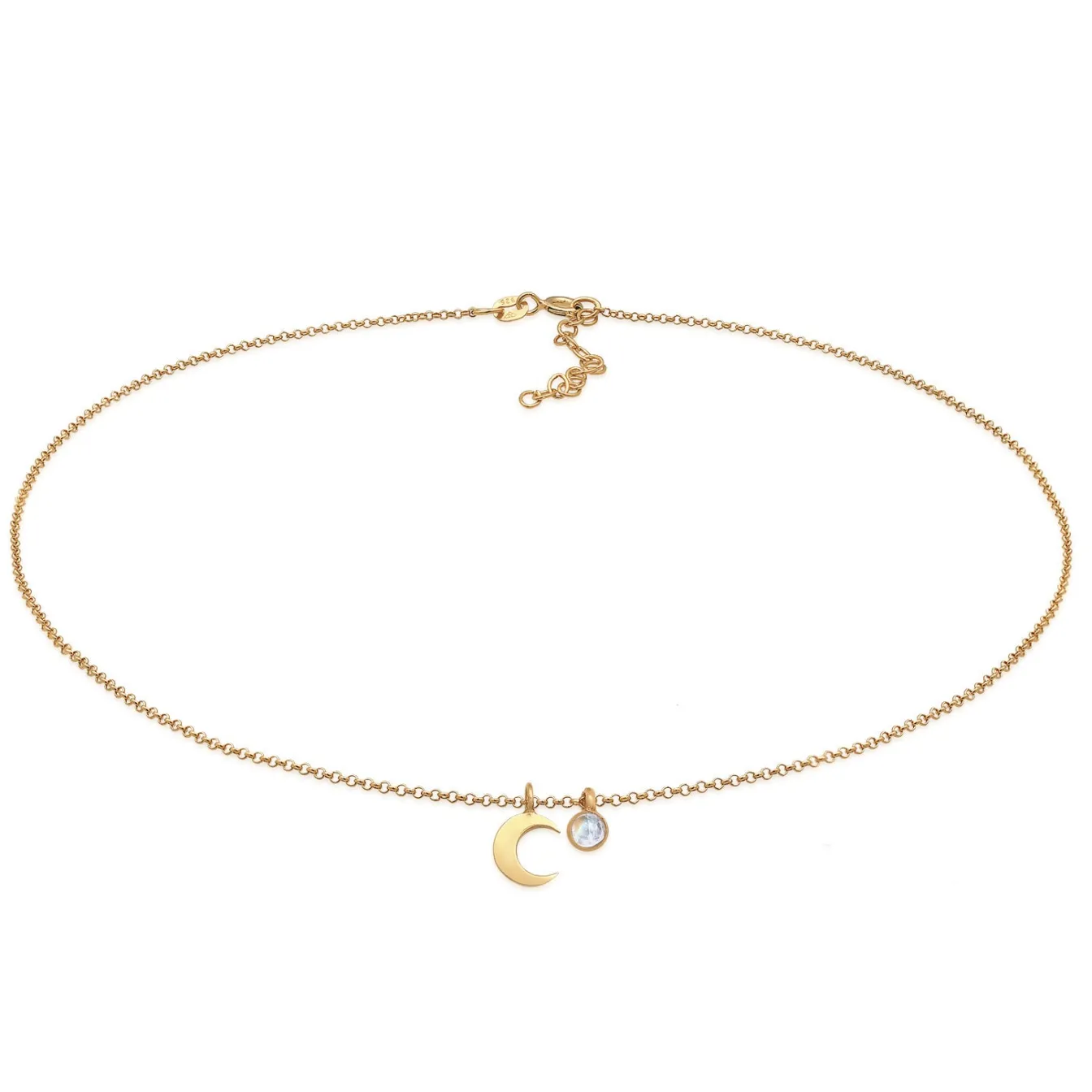 Elli "Choker Halbmond | Mondstein (Weiß)< Symbol-schmuck|Halsketten