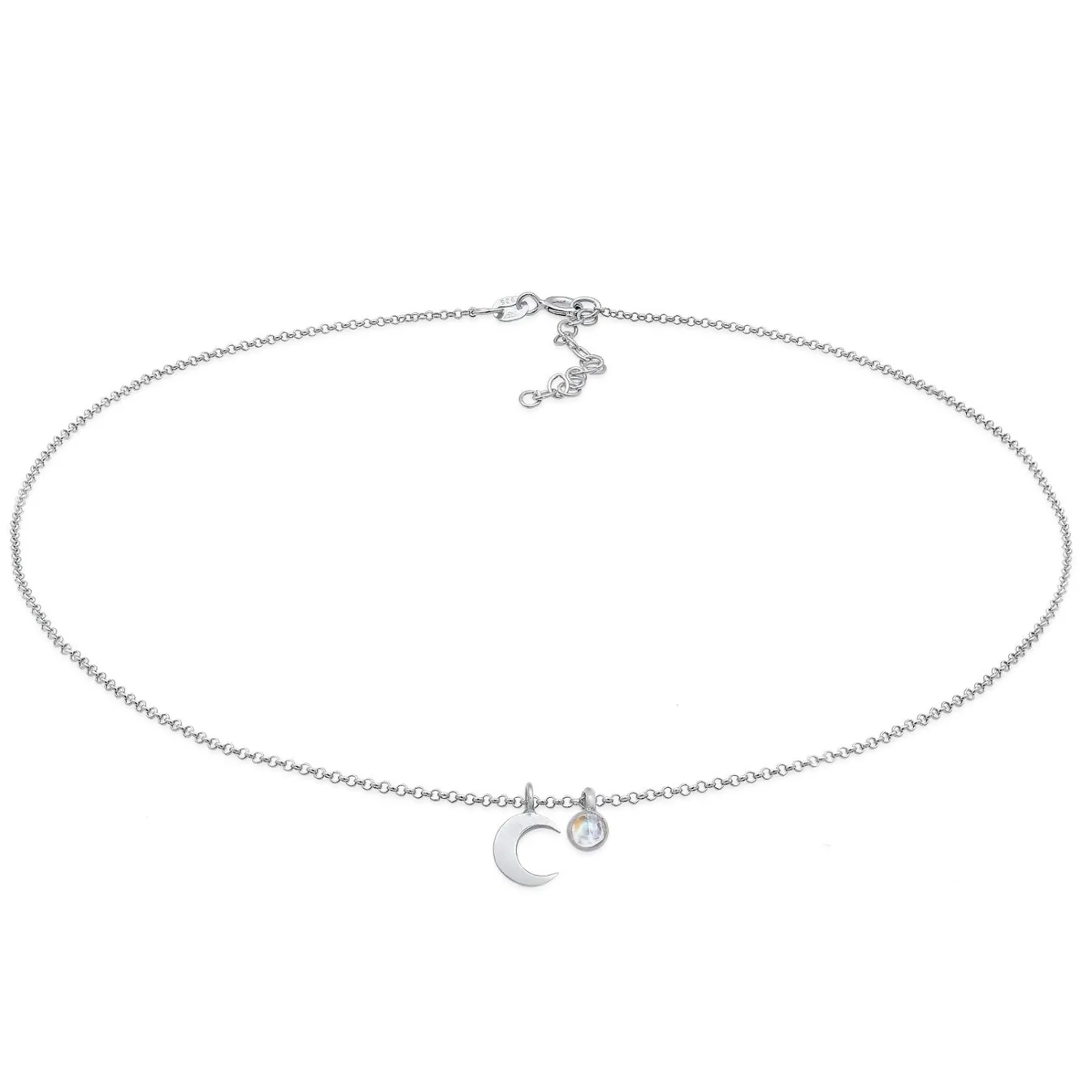 Elli "Choker Halbmond | Mondstein (Weiß)< Symbol-schmuck|Halsketten