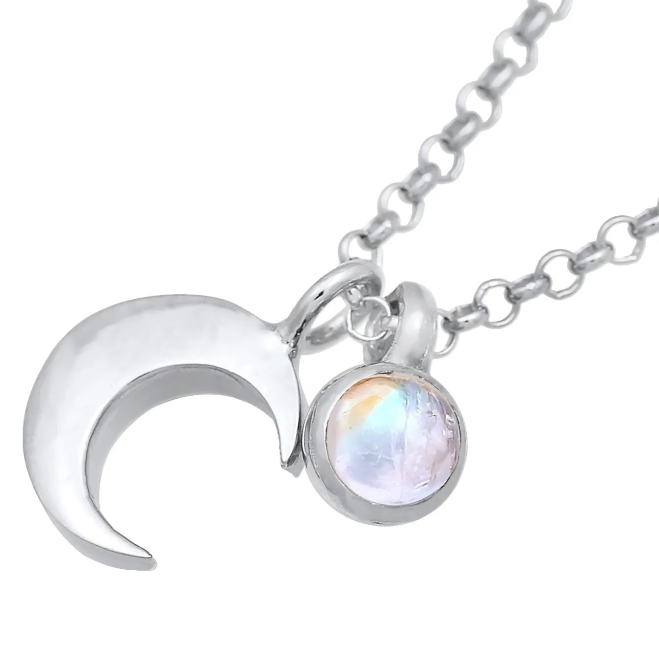 Elli "Choker Halbmond | Mondstein (Weiß)< Symbol-schmuck|Halsketten